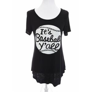 Zutter USA "It's Baseball Ya'll" Black White Graphic T-Shirt Tee Womens Sz M